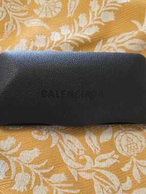 Balenciaga Black Pebbled Leather Eyewear Case